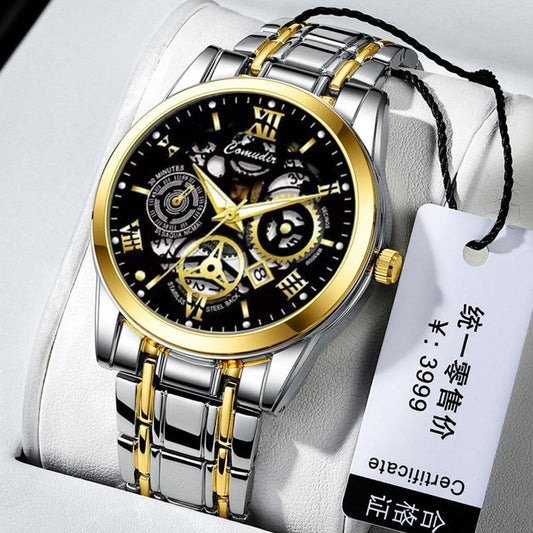 Gold and black noodles Men's Watch